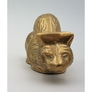 Vintage Brass Kitty Cat Feline Statue Figurine Figure‎ Crouching MCM Pounce 3.5"